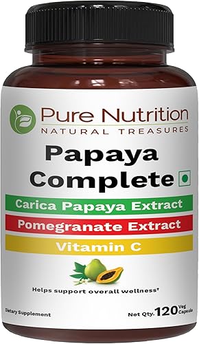 Miniatura 1 de Pure Nutrition Papaya Complete - 60 cápsulas vegetales (apoya la inmunidad plaquetaria y la digestión) cada cápsula contiene 500 mg de fruta de