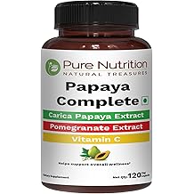 Pure Nutrition Papaya Complete | 120 Caps | Carica Papaya Leaf Extract with Iron, VIT C, VIT A &amp; Folic Acid | Supports Platelet Immunity &amp; Digestion Non-GMO | Gluten-Free