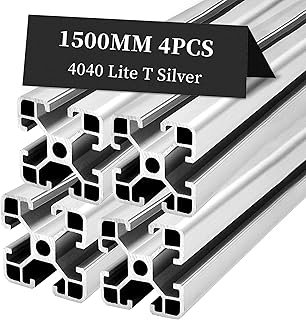 BELLA BAYS 4pcs 59.06 inch 1500mm 4040 Lite T Slot Aluminum Extrusion European Standard Linear Rail 40mmx40mm Silver Linear Rail Guide Frame for 3D Printer Laser Engraving Machine CNC Workbench DIY