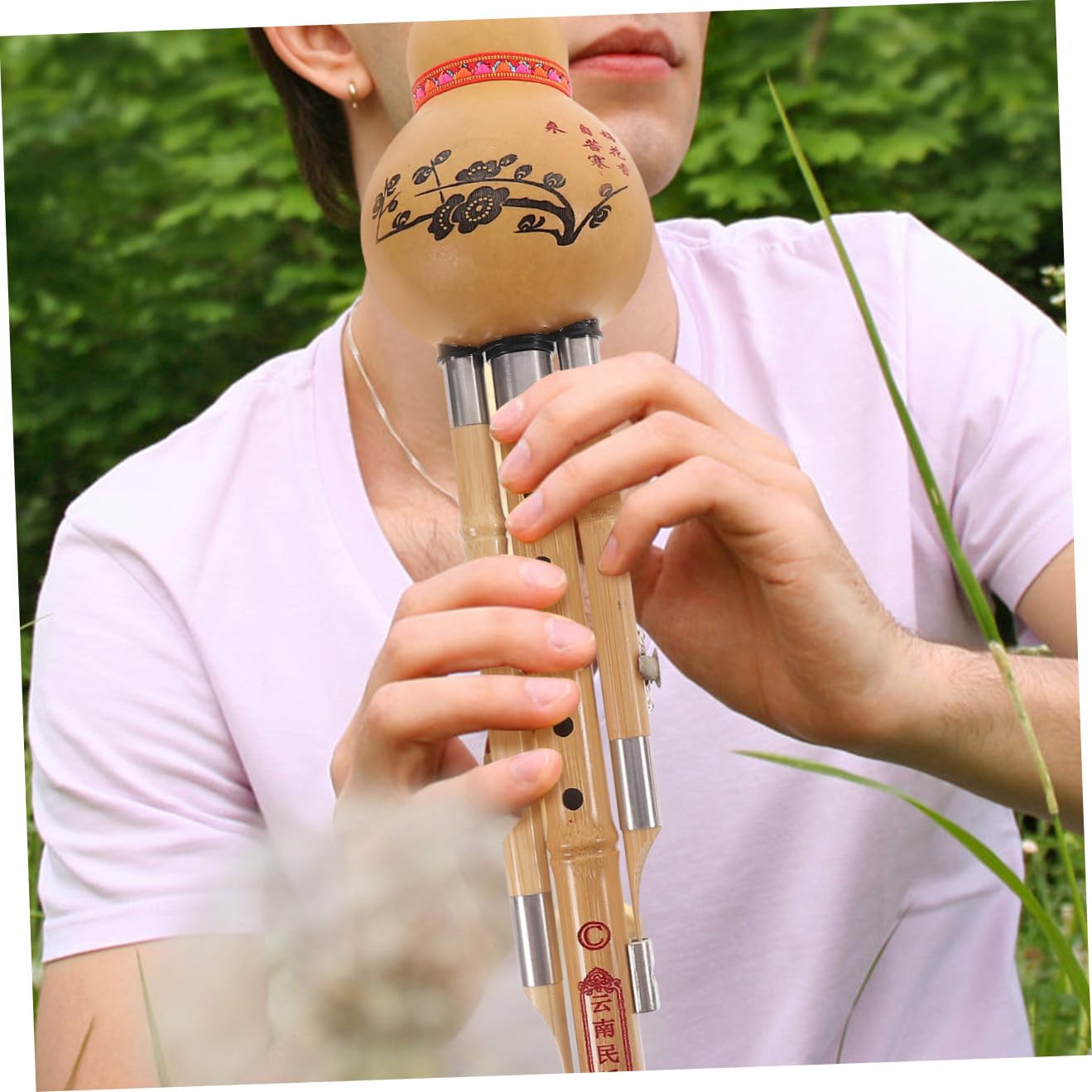 PRETYZOOM Hulusi Strumento Musicale Etnico Cinese in Zucca e Bambù Chiave Do per Principianti e Amanti della Musica Esecuzione a Tre Toni Naturalmente Realizzato Stili multipli