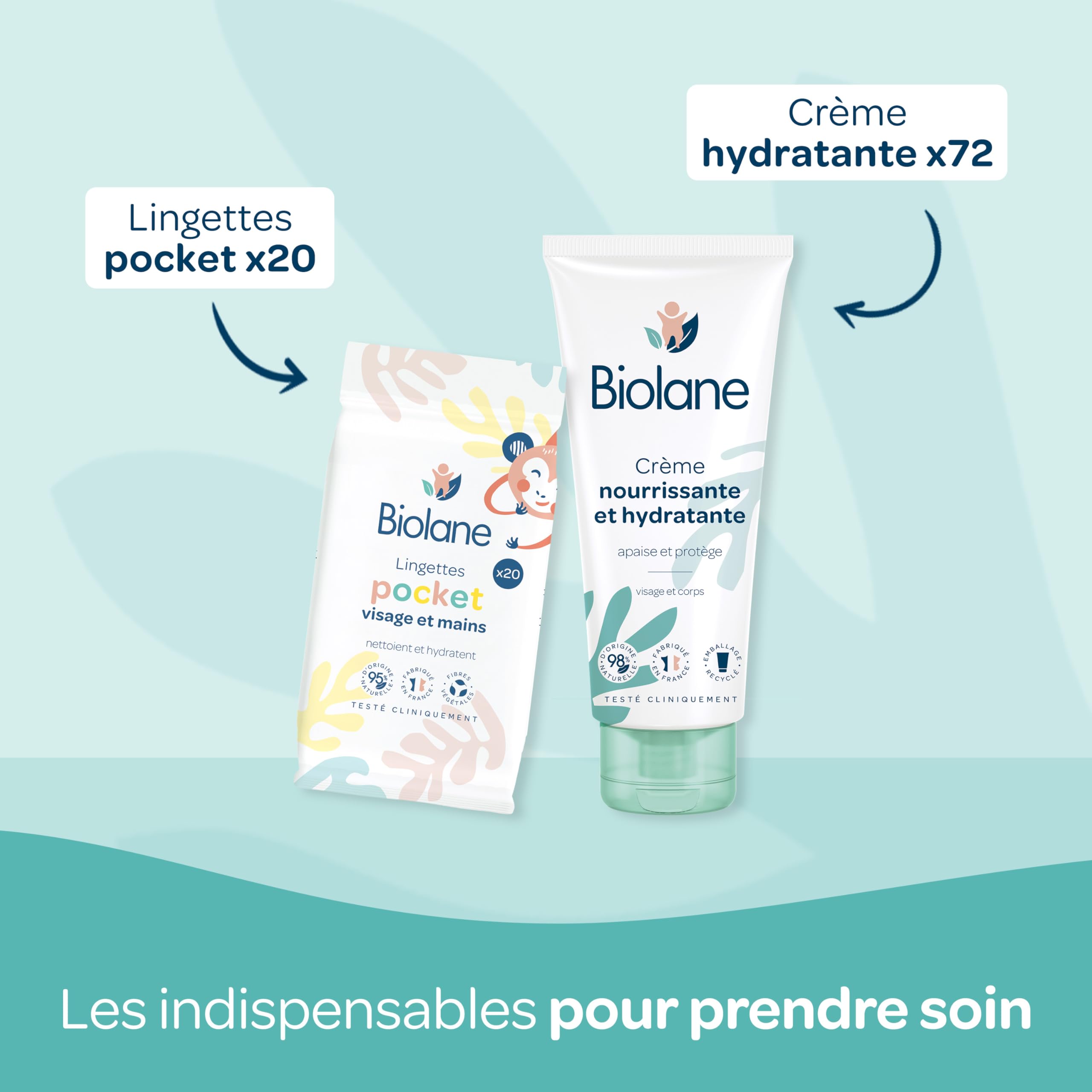 BIOLANE Coffret Cadeau Naissance 10 Essentiels Bébé Couches Lingettes H2O Lange Doux Soins Eau de Toilette Complet