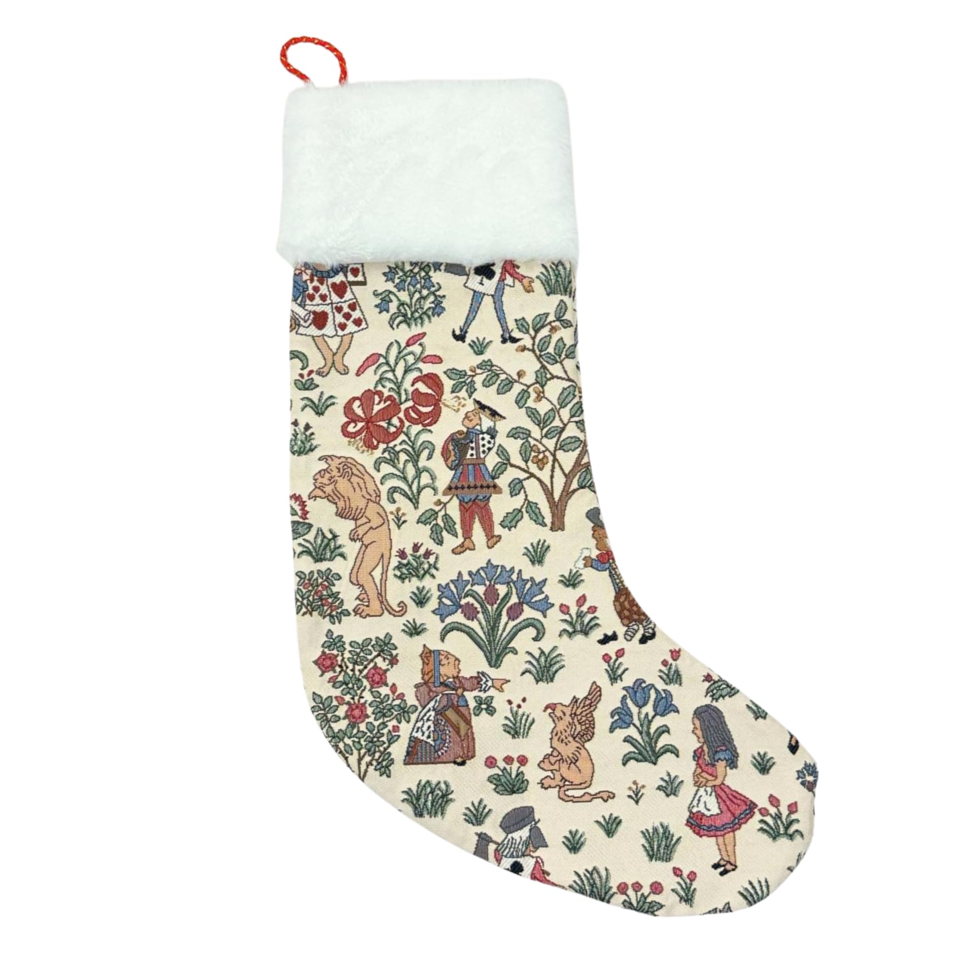 Christmas Stocking Hanging Signare Alice in Wonderland Pattern Vintage