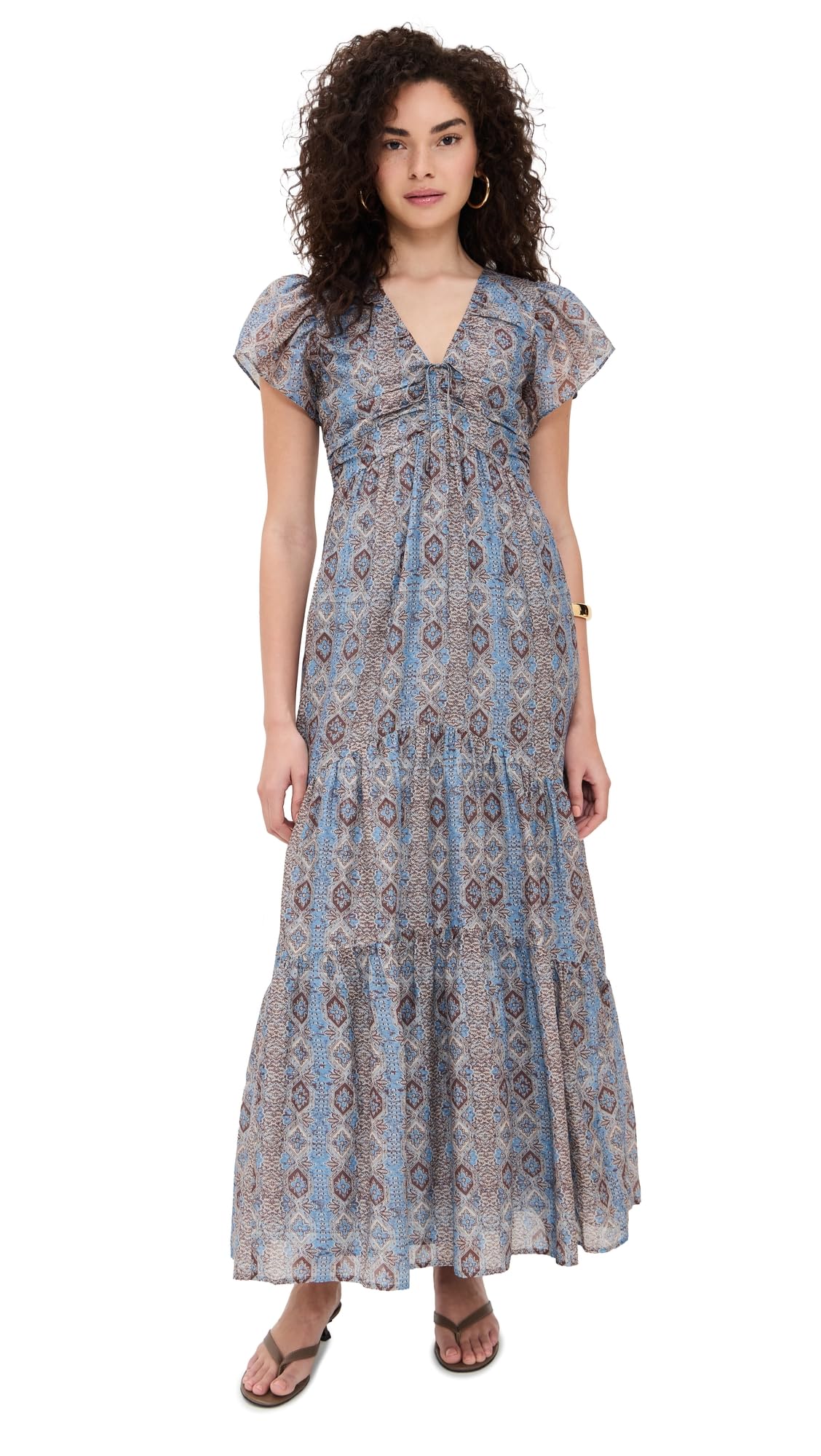 PAIGE Women's Kinga Dress, Slate Blue Multi, 8