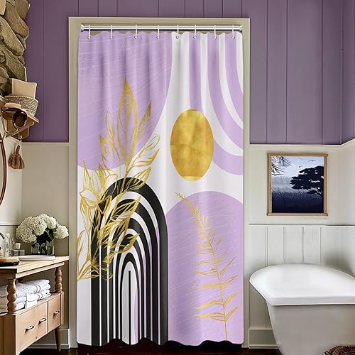 Miniatura 90 de Cortina de ducha moderna de mediados de siglo en blanco y negro, cortinas de ducha para hombre, juego de decoración de baño para hombres, patrón