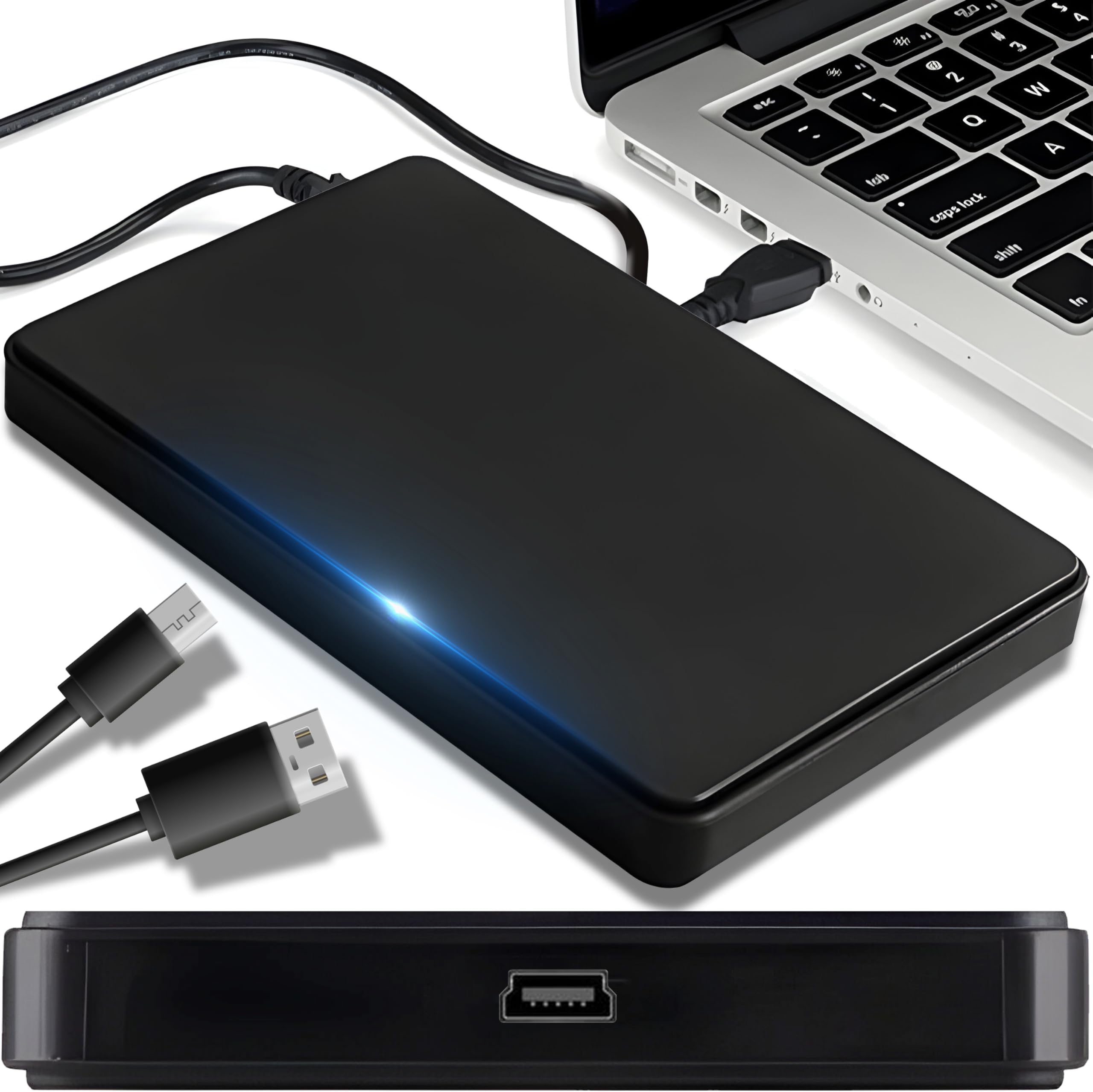 Boîtier Externe SSD/HDD 2.5″ USB-C 3.1 – 6Gbps, Sans Outil, Compatible SATA III, Jusqu’à 4To, Noir