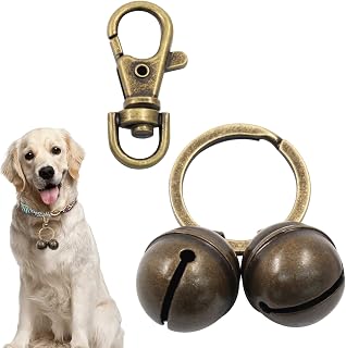 Waziaqoc 2 PCS Dog Bells for Pet Tracking, Cat Dog Collar Copper Bells, Extra Loud with Snap Clips