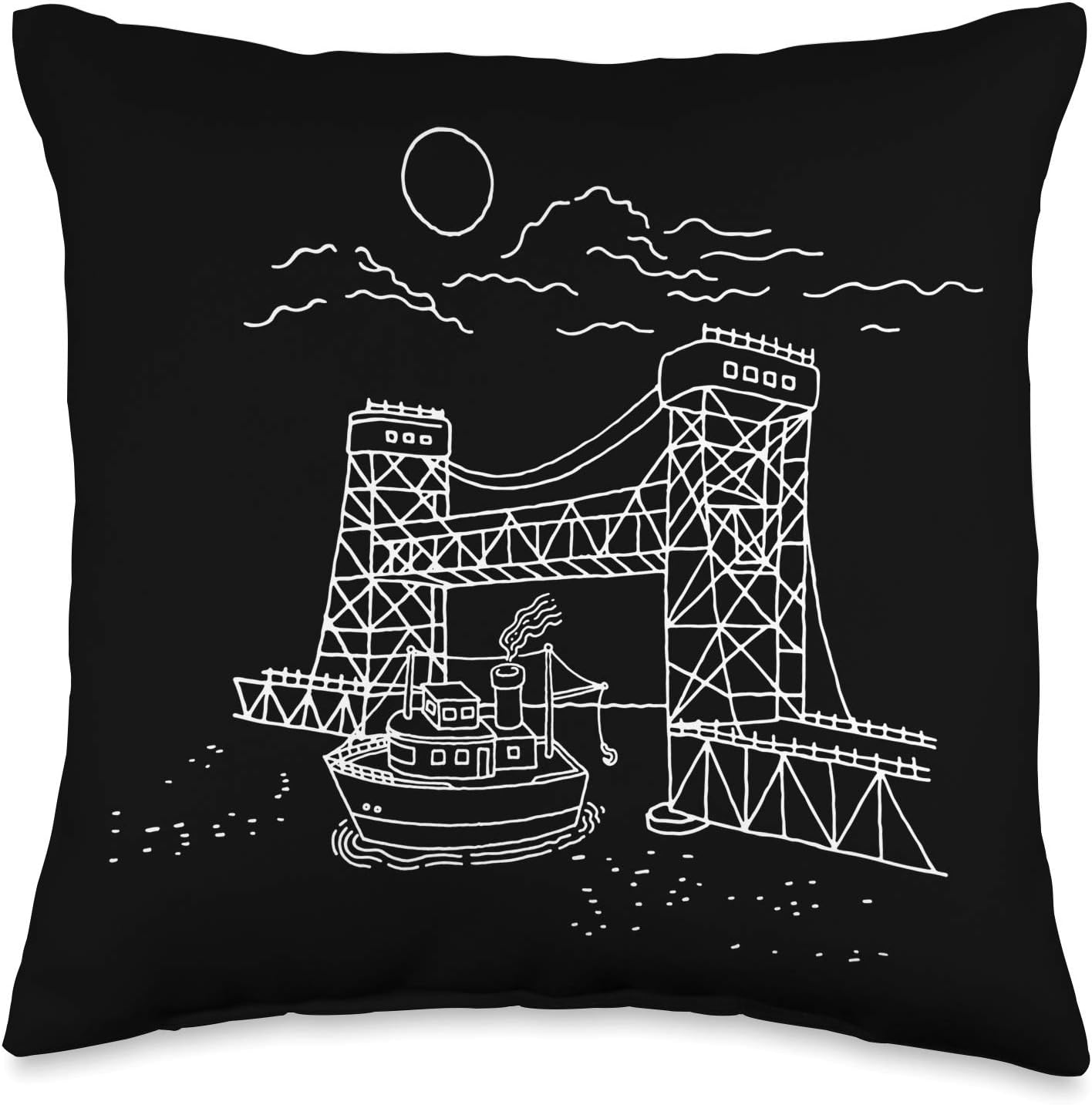 Houghton Hancock Lift Bridge Michigan Upper Peninsula Throw Pillow