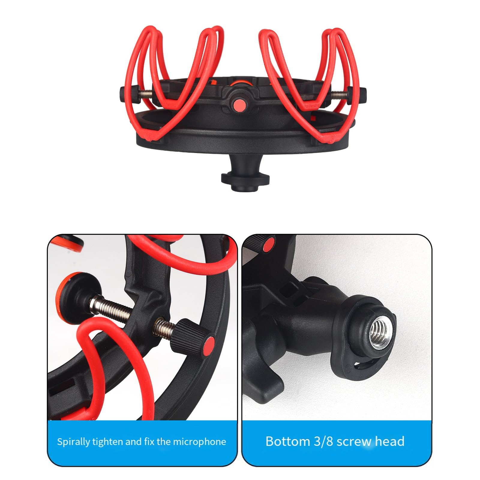 Supporto antiurto per microfoni da 0,7-2,4 pollici, design antivibrazione, angoli regolabili a 180°, per microfono 2035 103 U87 / PCK200 compatibile con shock mount
