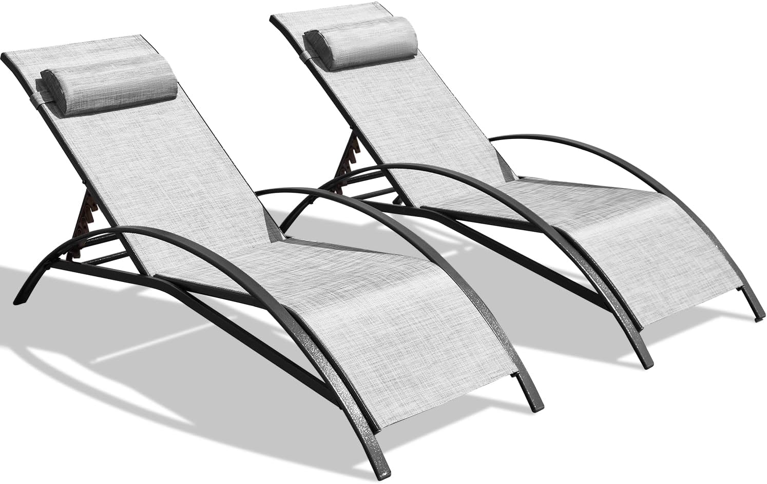 Curated visual reference: Gallery Detail: Mellcom Patio Chaise Lounge Set Of 2 Adjustable Aluminum Outdoor