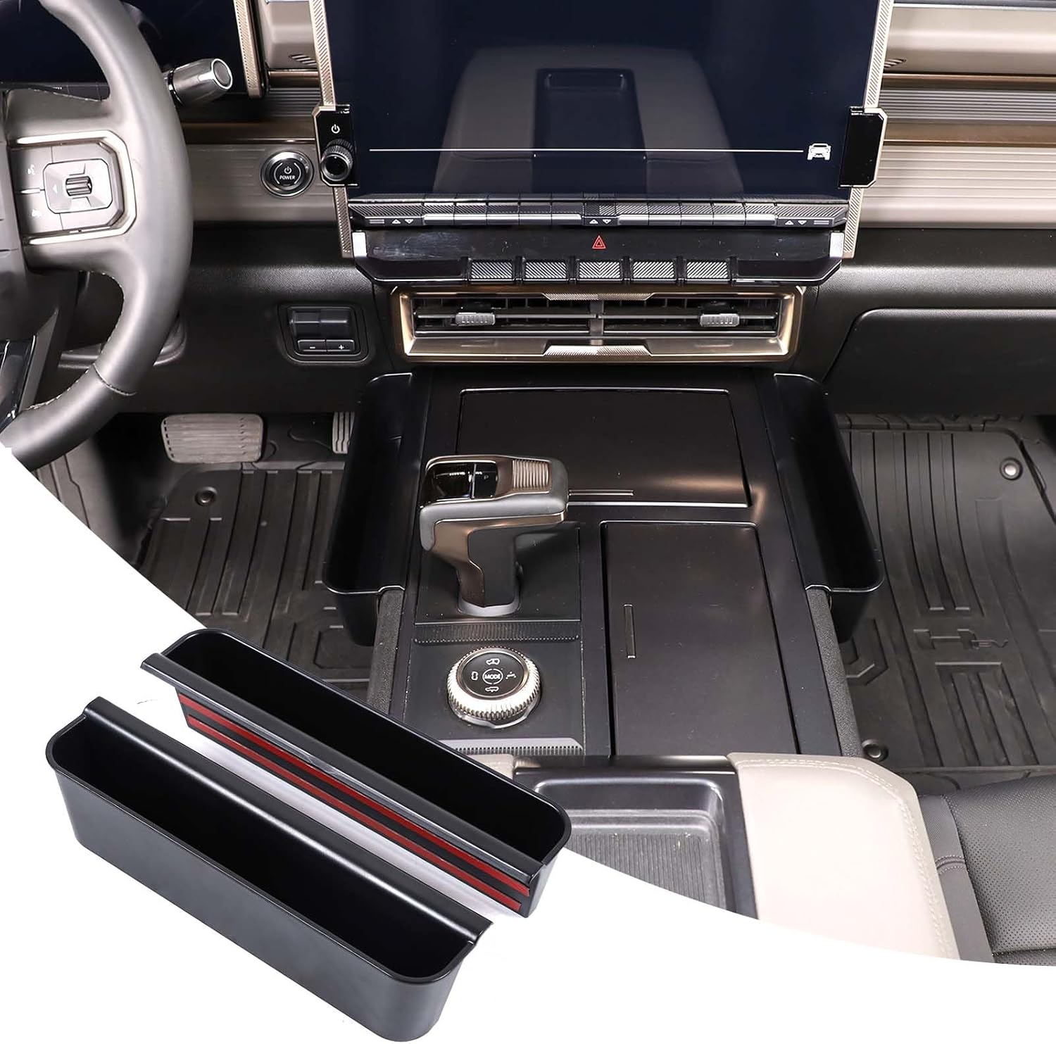 Central Control Side Storage Box Compatible with Hummer EV 2024 2025 2026 Center Console Side Organizer Box Gear Shift Side Organizer Tray Car Multifunction ABS Storage Box