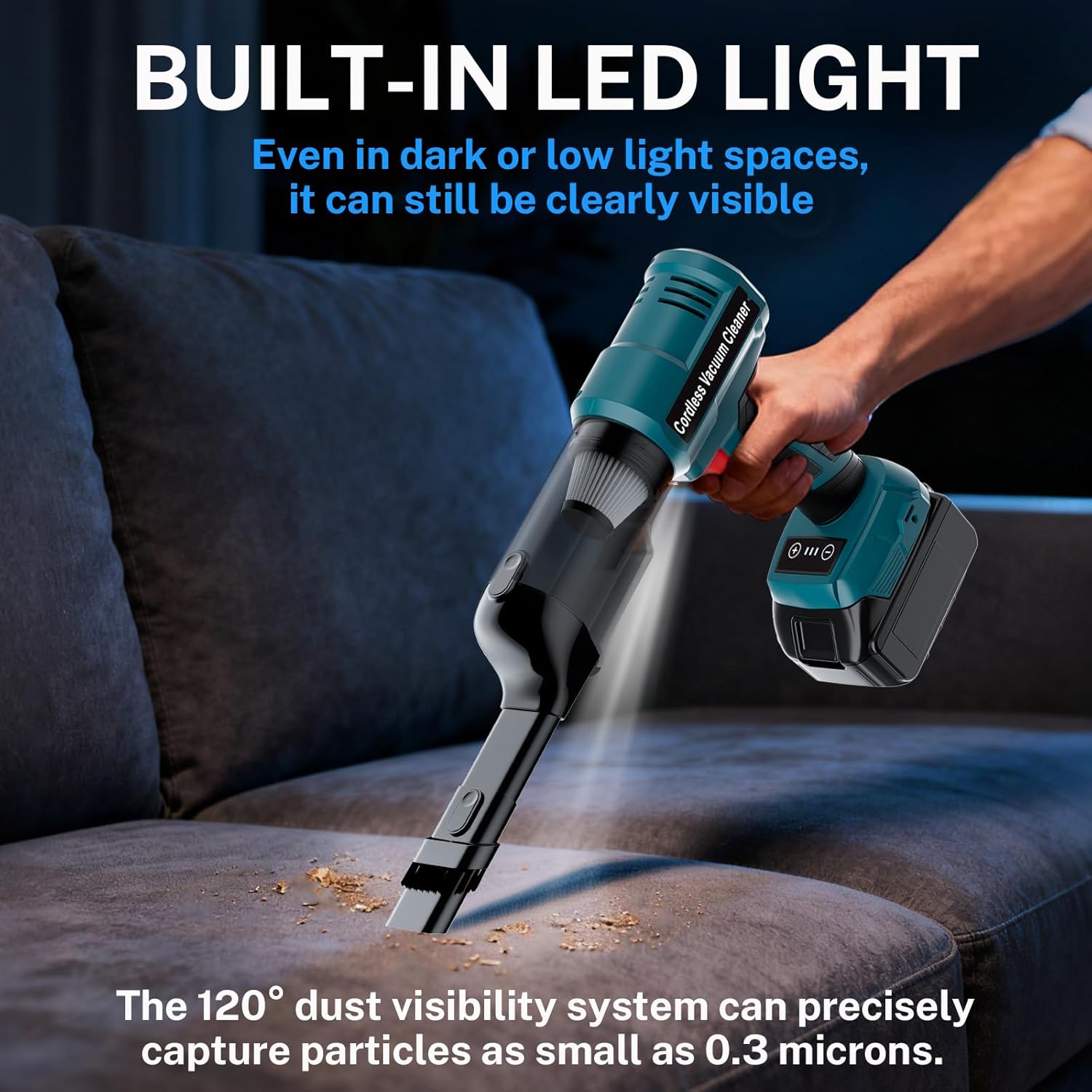 YEX-BUR Cordless Handheld Vacuum for Makita 18V Battery(Tool Only), 240W Powerful Car Vacuum with Brushless Motor, 3-Speed, 5 Filters, Portable Vacuum Cleaner for Home Office Car Pet - Image 5