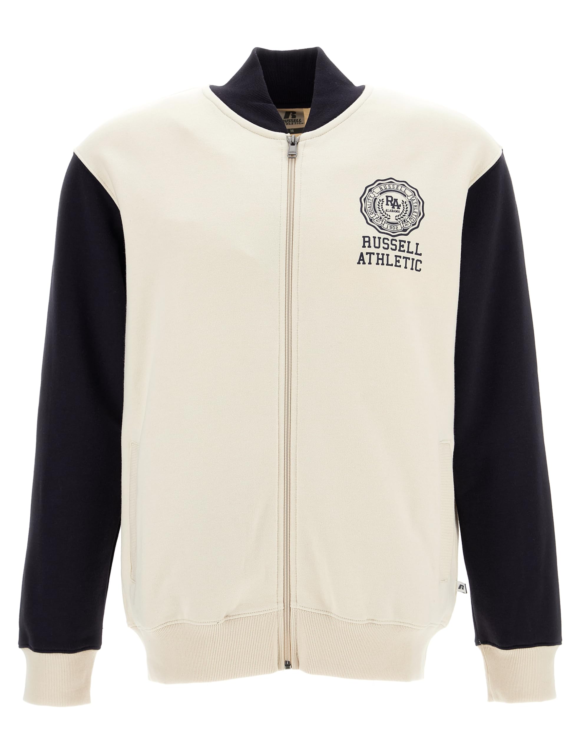 Russell Athletic Mens Bomber Varsity Jacket, White Sand, L EU