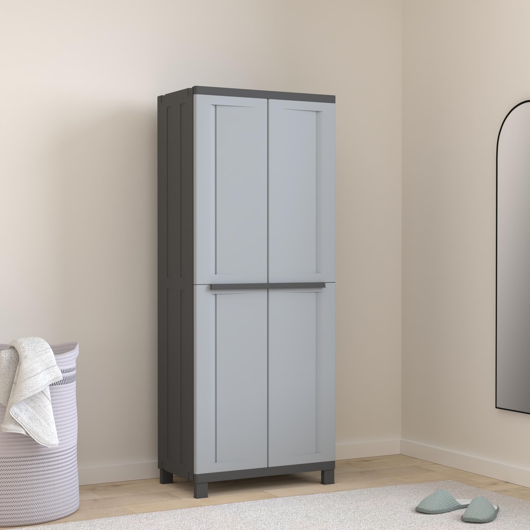 Terry, Twist Black 2680, Armario 2 Puertas, 3 Estantes Internos. 68x39x170 cm