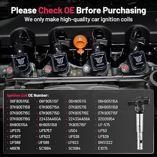 Vista 248 de BDFHYK Paquete de bobinas de encendido UF596 y bujías de iridio 93501 compatibles con Toyota Corolla 2009 2010 2011 2012 2013 Toyota Prius Matrix