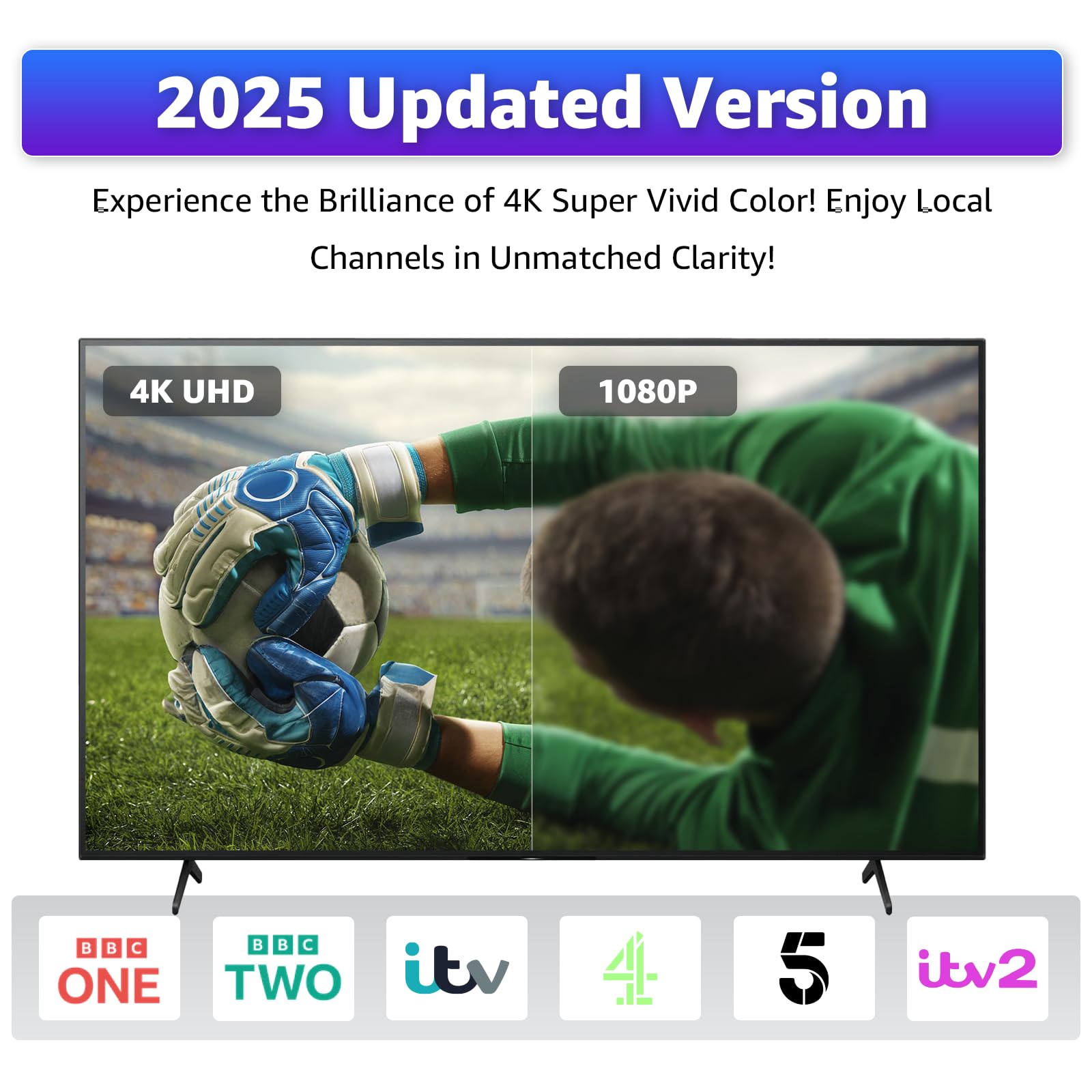 Indoor TV Aerial with Magnetic Base and Signal Amplifier Digital TV Aerial Indoor for Smart TV Compatible with All Televisions Supports 4K 1080P Compact 7.6 x 19.7cm Design 5m Coaxial Cable — view 2