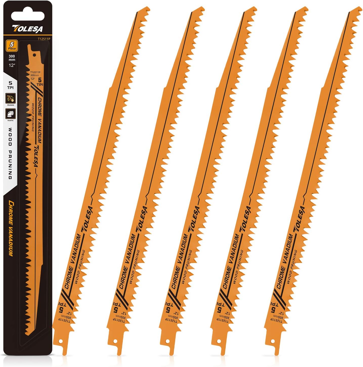 TOLESA Wood Pruning Reciprocating Saw Blades 12 inch 5 TPI Sawzall