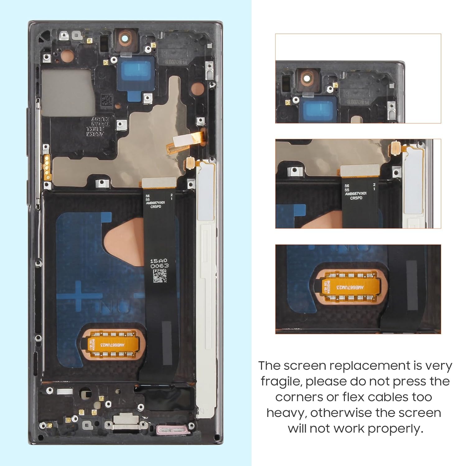 OLED for Samsung Galaxy Note 20 Ultra 5G Screen Replacement for Samsung Note 20 Ultra LCD Display Digitizer Touch Screen Note 20 Ultra N986 SM-N986B SM-N986U SM-N986B/DS Assembly (Black with Frame)
