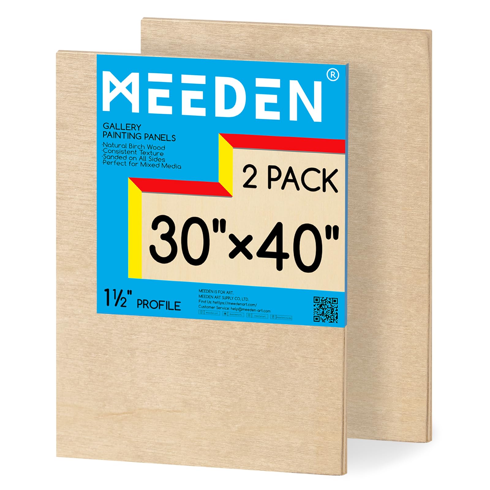 MEEDEN Unfinished Wood Canvas Board: 1-1/2" Deep 30x40” Wooden Canvas Panel Pack of 2 - Blank Cradled Wood Art Board for Painting