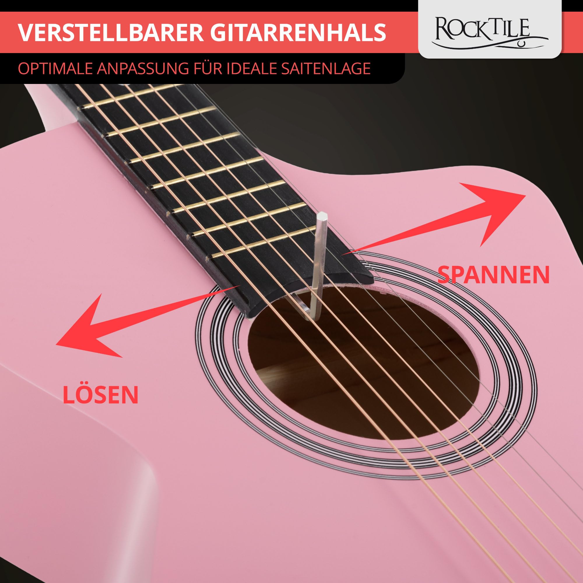 Rocktile WSC-4C-PK Chitarra Western Rosa, Generale, Modello: WSC-4C-PK | Peso: 1, 38 kg, Numero di corde: 6, Orientamento: Destrimano, Corpo, Forma del corpo: Concert con cutaway, Tavola: Tiglio