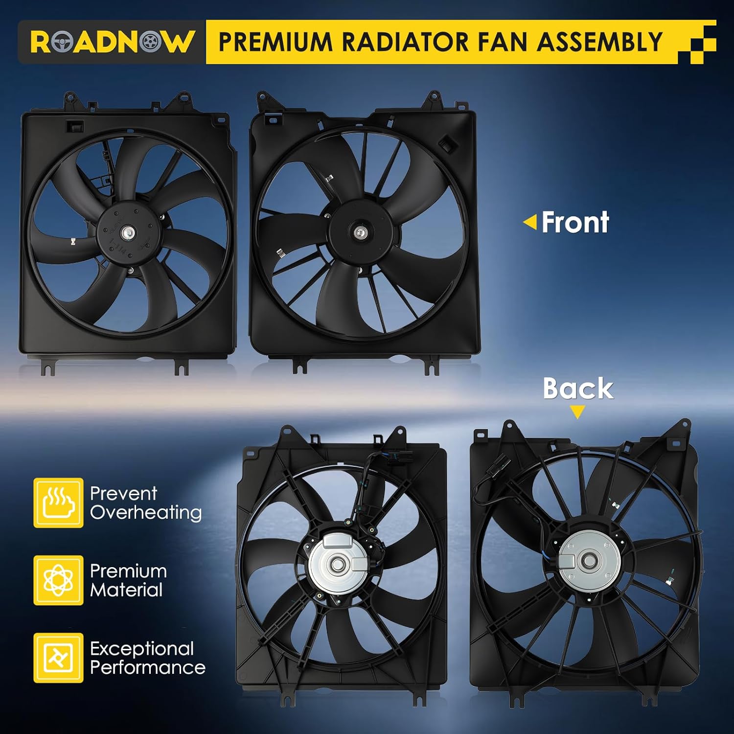 HO3115155 Radiator Cooling Fan Fit for Honda CR-V CRV 2.4L 2010-2016 Replacement Radiator Fan Assembly 19015REZA01 38616RB0003 190305LAA01 190155LAA01