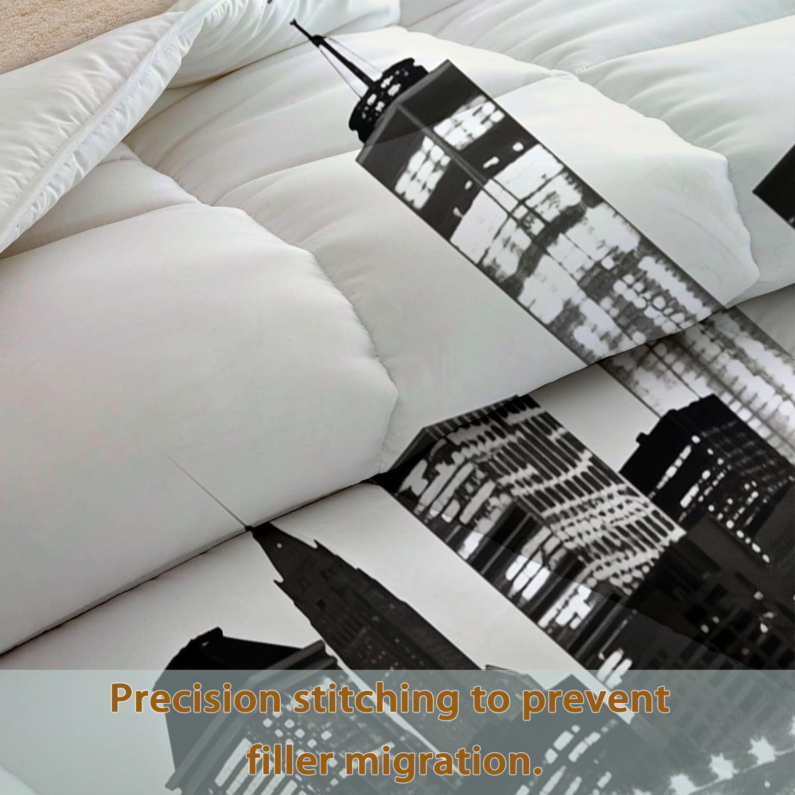 Couette 140 x 200 cm Vintage New York Architecture Urbaine Ponts - Réversible, Couette 4 Saisons Urbain Moderne Lavable 1 Personnes, Édredon sans Housse Doux avec 1 Taies d'oreiller 65 x 65 cm