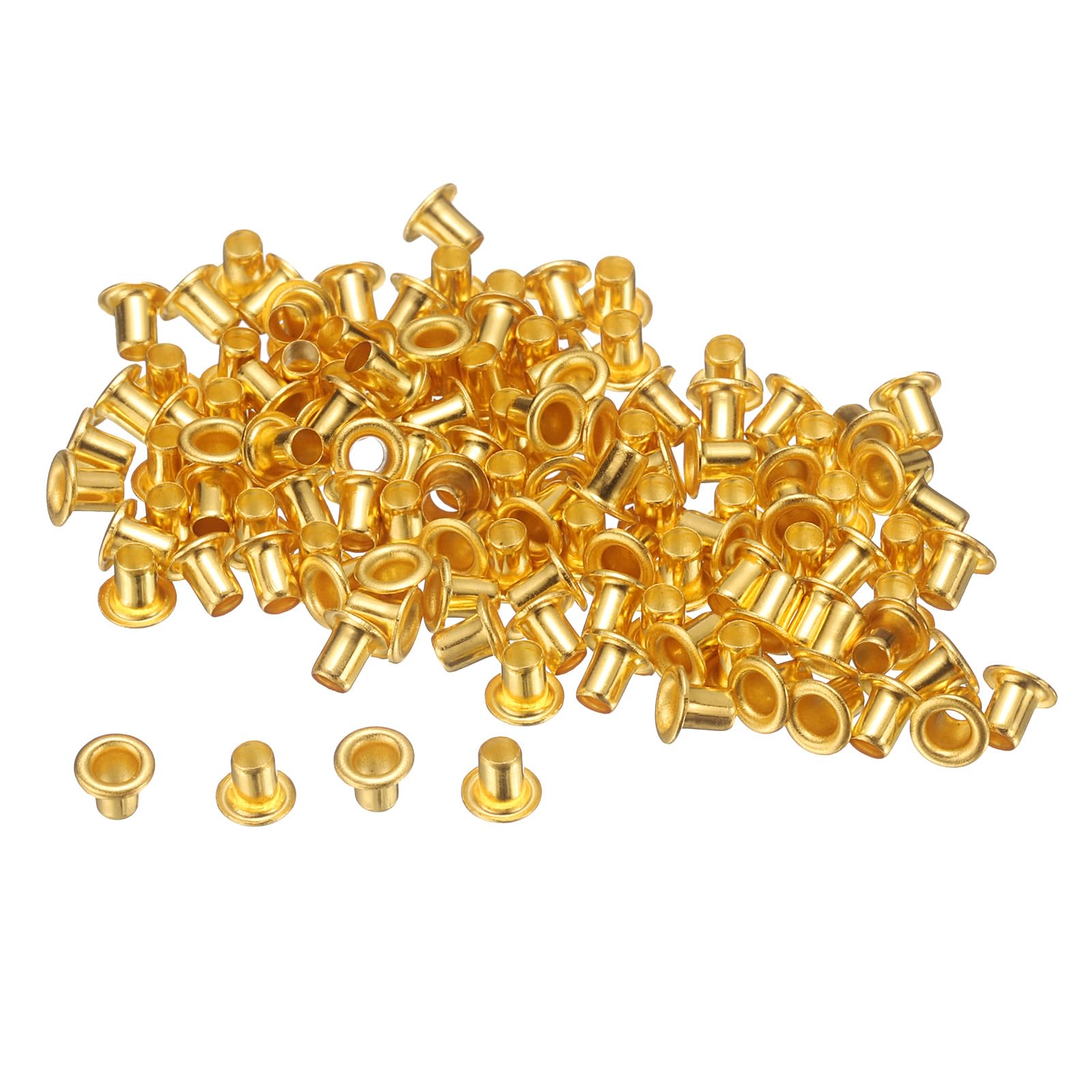 QUARKZMAN 100Pz Occhielli in Metallo Foro 2mm Occhielli per Teloni Piccolo Occhiello per Scarpe Vestiti Cintura Tessuto Borsa Fai da Te Progetto, Oro Tonalità
