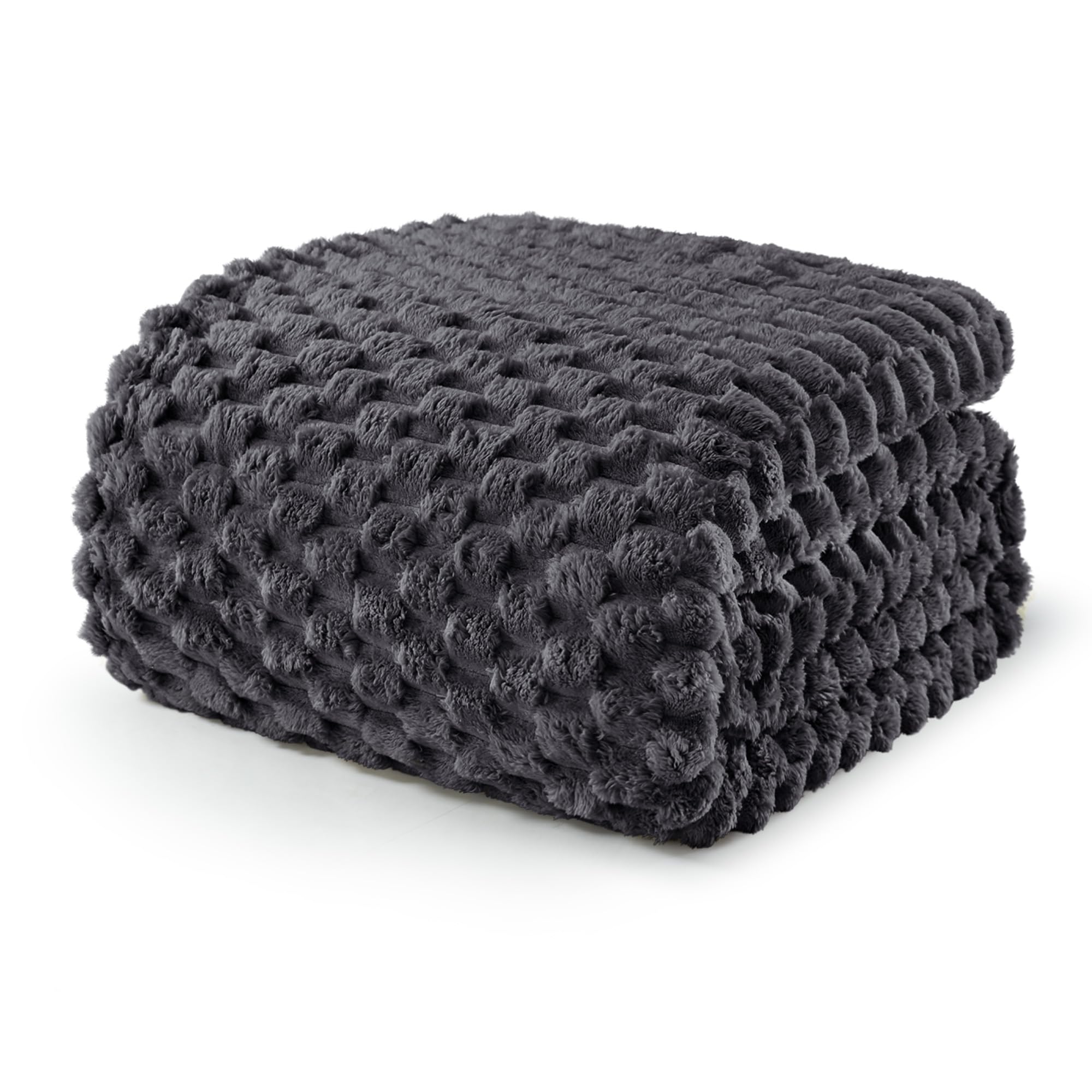 Exclusivo Mezcla Fleece Twin Blanket for Bed, Extra Large Fuzzy Dark Grey Bed Blankets, Soft Cozy Plush Sofa Throws for All Seasons, 90x66 Inches