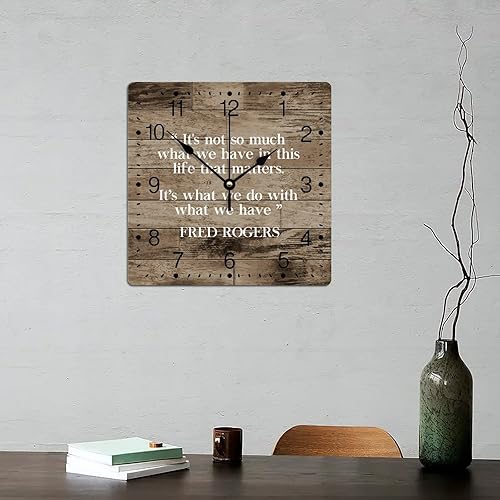 Miniatura 6 de Reloj de pared cuadrado de PVC con texto en inglés "It's Not So Much What We Have in This Life", reloj de pared colgante de oración familiar