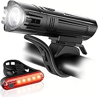 Ascher Ultra Bright USB Rechargeable Bike Light Set: Powerful 300LM Headlight & Taillight, 4 Modes, Easy Install for Road Mountain Cycling