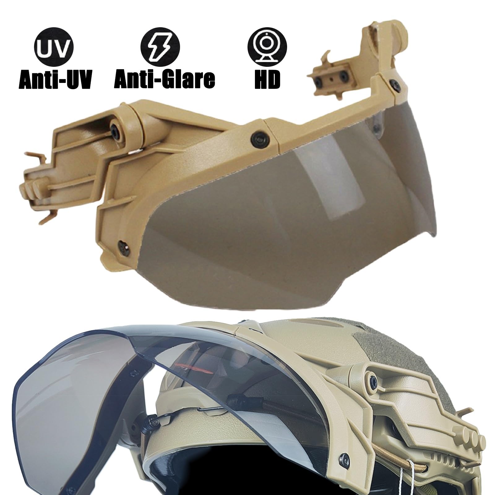 Airborne Helm-Set enthält taktischen Schnellhelm, Gesichtsschutz mit Ohrenschützern und Schienenmontage-Brille