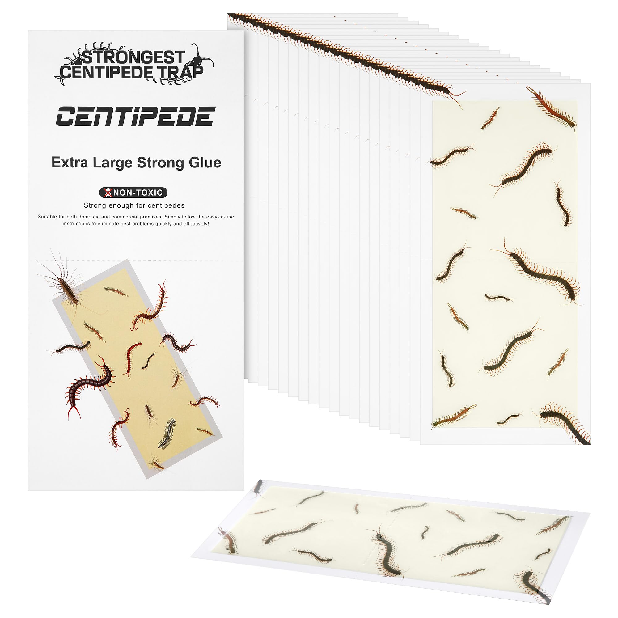 Qualirey Extra Giant Glue Centipede Traps 20Pcs(Tear Into 40Pcs) 11"x5.3"