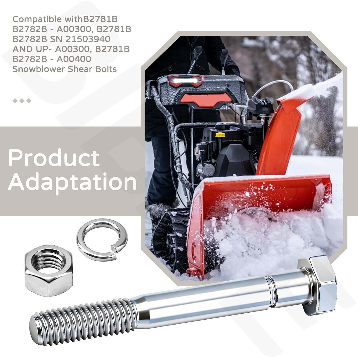 15 Pack 70060-01337 Shear Bolts 5/16" x 2-1/2" Compatible with Tractor 2 Stage Snowblower B2781
