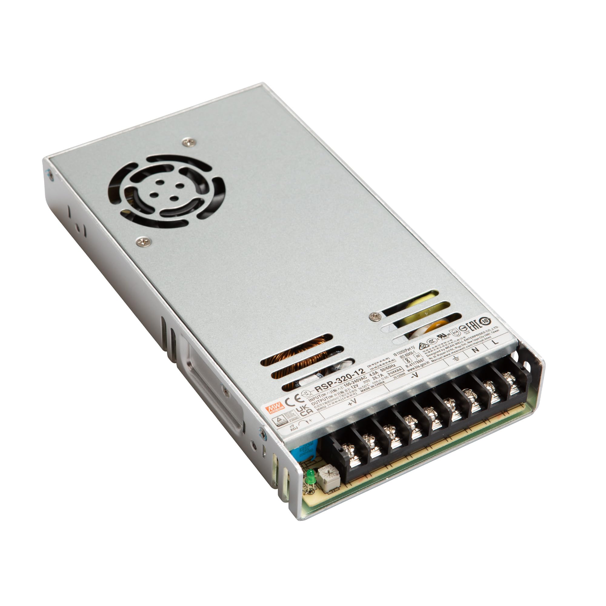KingLed - Mean Well Alimentatore AC/DC Modello RSP-320-12 da 320W 12V Trasformatore Switching Non Impermeabile IP20 Per Prodotti a Led Meanwell Serie RSP cod. 1466