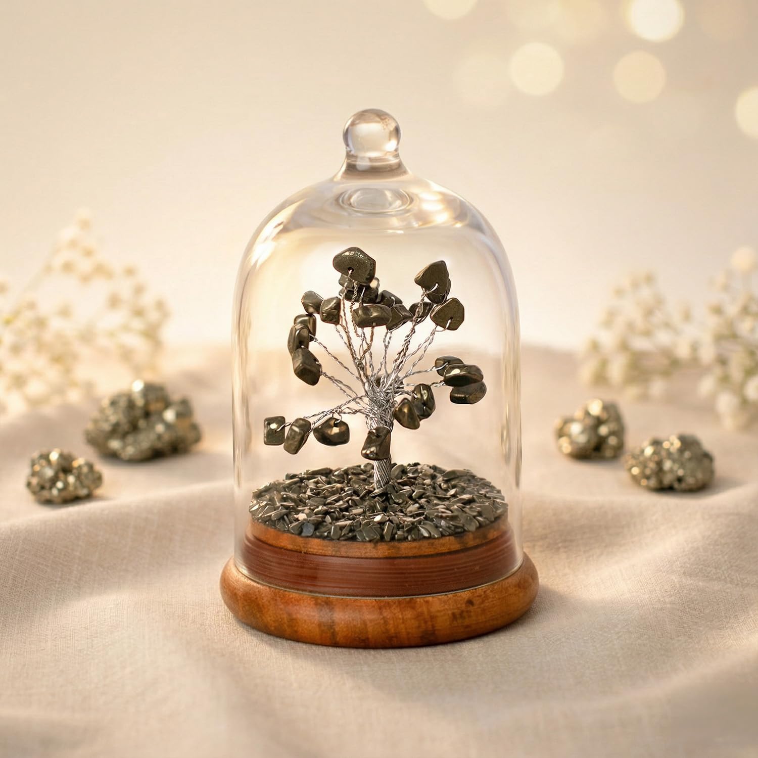 Astrotalk Pyrite Dome Tree (12x8cm) | Certified Pyrite Stone Tree for Wealth & Success | Decorative Item for Home & Bedroom | Aesthetic Home Decor Gift Item | Gift for Man & Woman-image-25