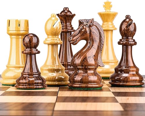 Miniatura 3 de AMEROUS Piezas de ajedrez ponderadas de alto polímero con tamaño King de 4.25 pulgadas, 2 reinas adicionales, paquete de regalo, juego de ajedrez