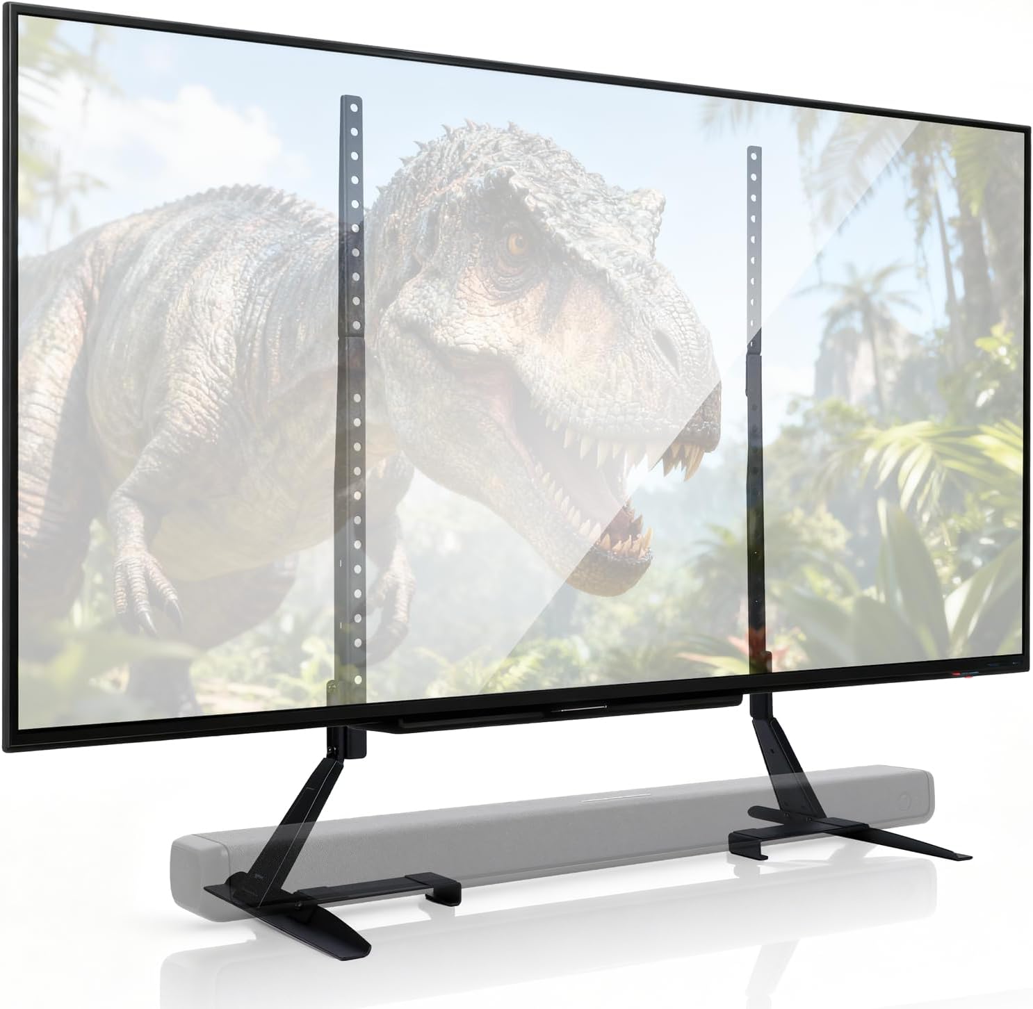 Universal TV Stand, Height Adjustable for TVs up to 77 inch, Compatible with Soundbars, Holds up to 80 lbs, Black