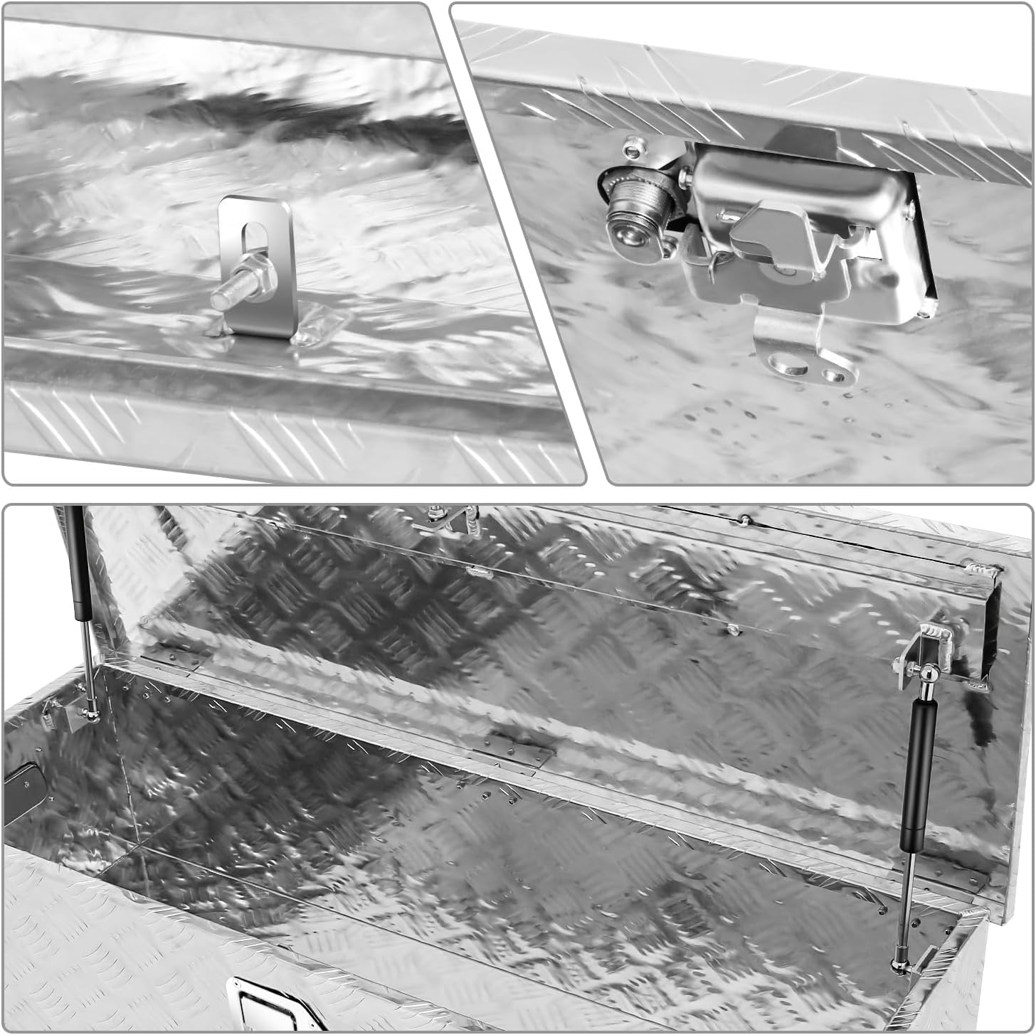 DNA MOTORING Truck Tool Box Lockable Storage Box, Truck Bed Tool Box Truck Bed Organizer Aluminum Truck Tool Boxes for Bed of Truck, w/Lock & Keys, 40"L X 14.5"W X 11"H, Silver, TBOX-T5-004-ALU