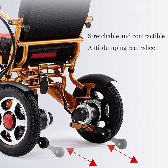 SISHUINIANHUA Folding Electric Wheelchair, Lightweight Wheelchair All Terrain Power Scooter Dual Motor Power Chair 12A Lithium Battery