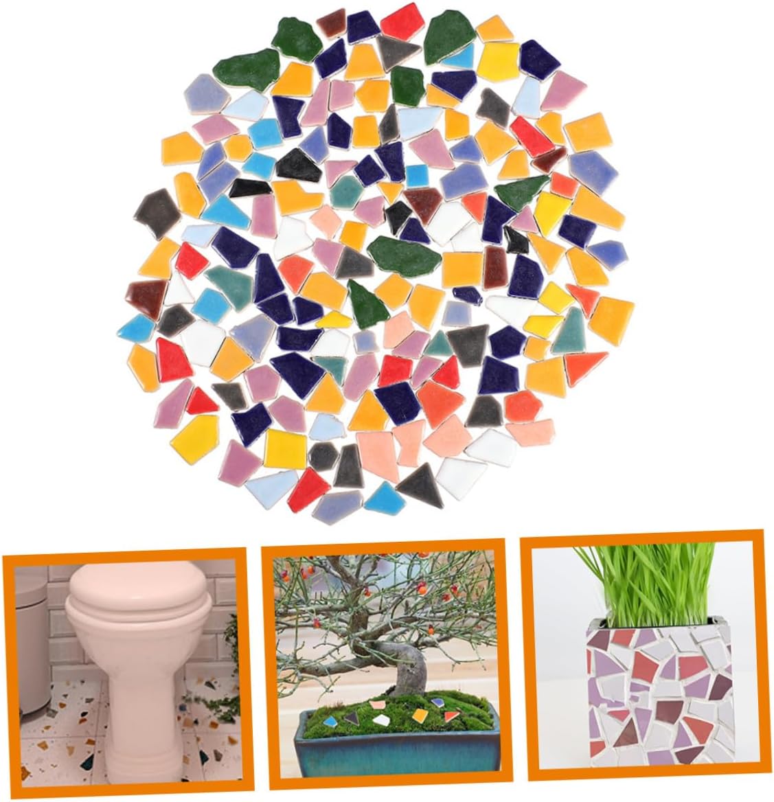 Holibanna DIY Ceramic Mosaic Tiles Pieces for Crafts Bag Irregular Glazed Porcelain Tiles for Art Projects Home Decor Birthday and Holiday Decorations Smooth Surface with Flat Back for Easy