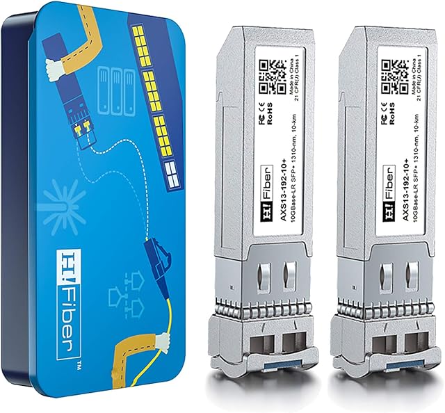 2 PackH!fiber 10Gb/s SFP+ Singlemode Transceiver(10km, 1310nm), 10Gbase SFP+ LR LC Module for Cisco SFP-10G-LR, Ubiquiti, Netgear, D-Link, TP-LINK, Zyxel, Qnap Nas, Mikrotik and Other Open Switch