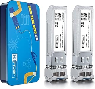【2 Pack】H!fiber 10Gb/s SFP+ Singlemode Transceiver(10km, 1310nm), 10Gbase SFP+ LR LC Module for Cisco SFP-10G-LR, Ubiquiti, Netgear, TP-LINK, Zyxel, Qnap Nas, Mikrotik and Other Open Switch
