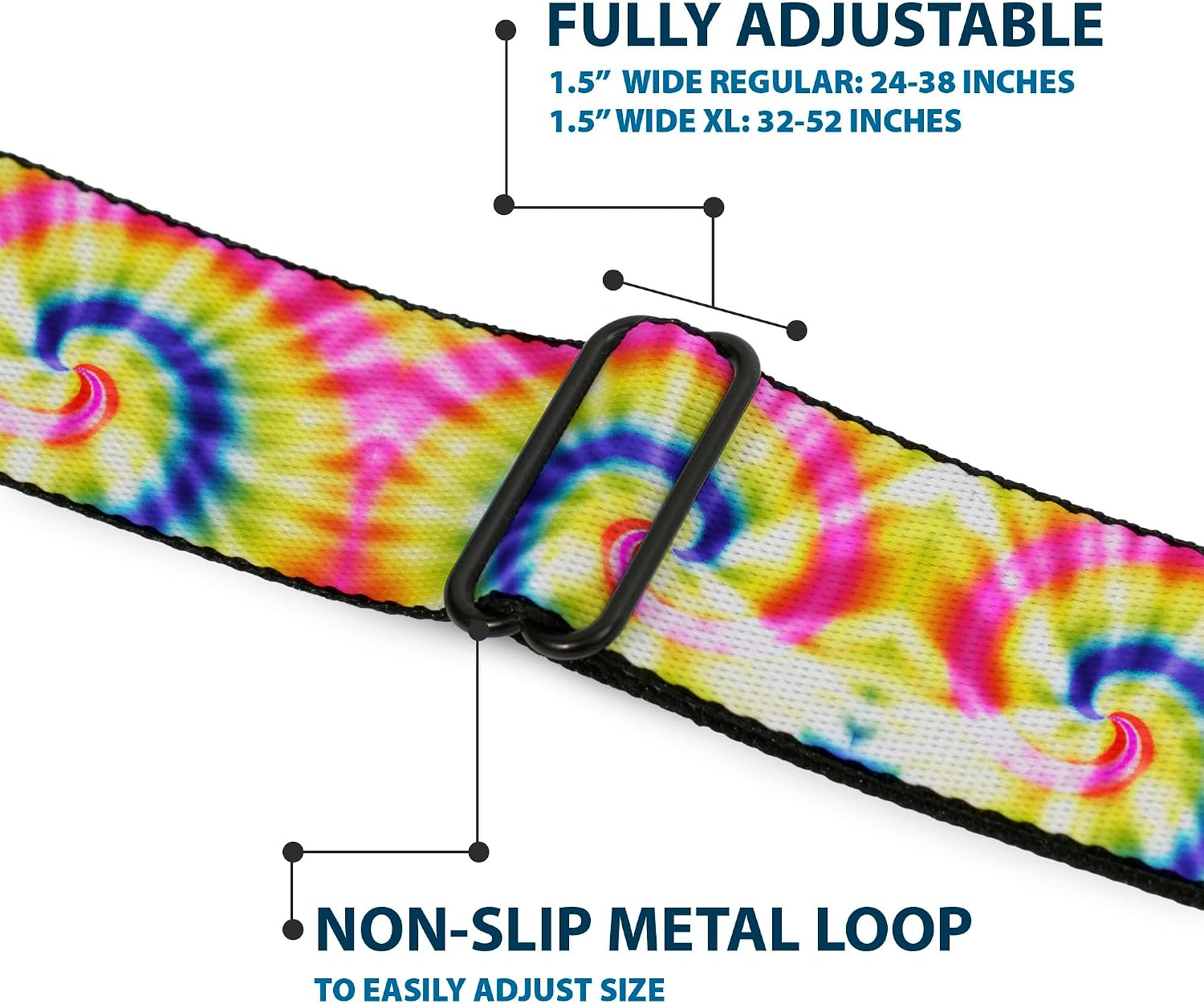 Buckle-Down Belt, Seatbelt Buckle Belt, Tie Dye Swirl Multi Color White, Adjustable