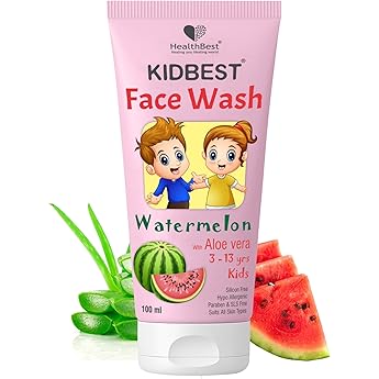 HealthBest Kidbest Face Wash for Kids Normal Skin Sensitive Skin and Dry Skin No Crack Parabens SLS Watermelon Flavour 100ml