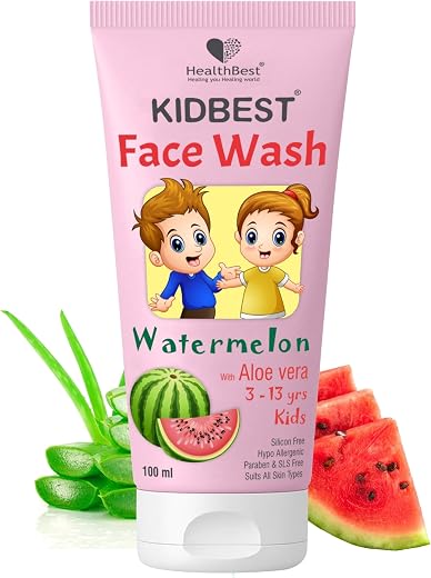 HealthBest Kids Multivitamin Face Wash - Natural, Non-Toxic 100ml, Organic Watermelon for Normal, Gentle Sensitive &amp; Dry S...