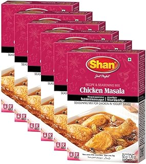 Shan - Chicken Masala Seasoning Mix (50g) - Seasoning Packets for Chicken in Yogurt Sauce (Pack of 6)