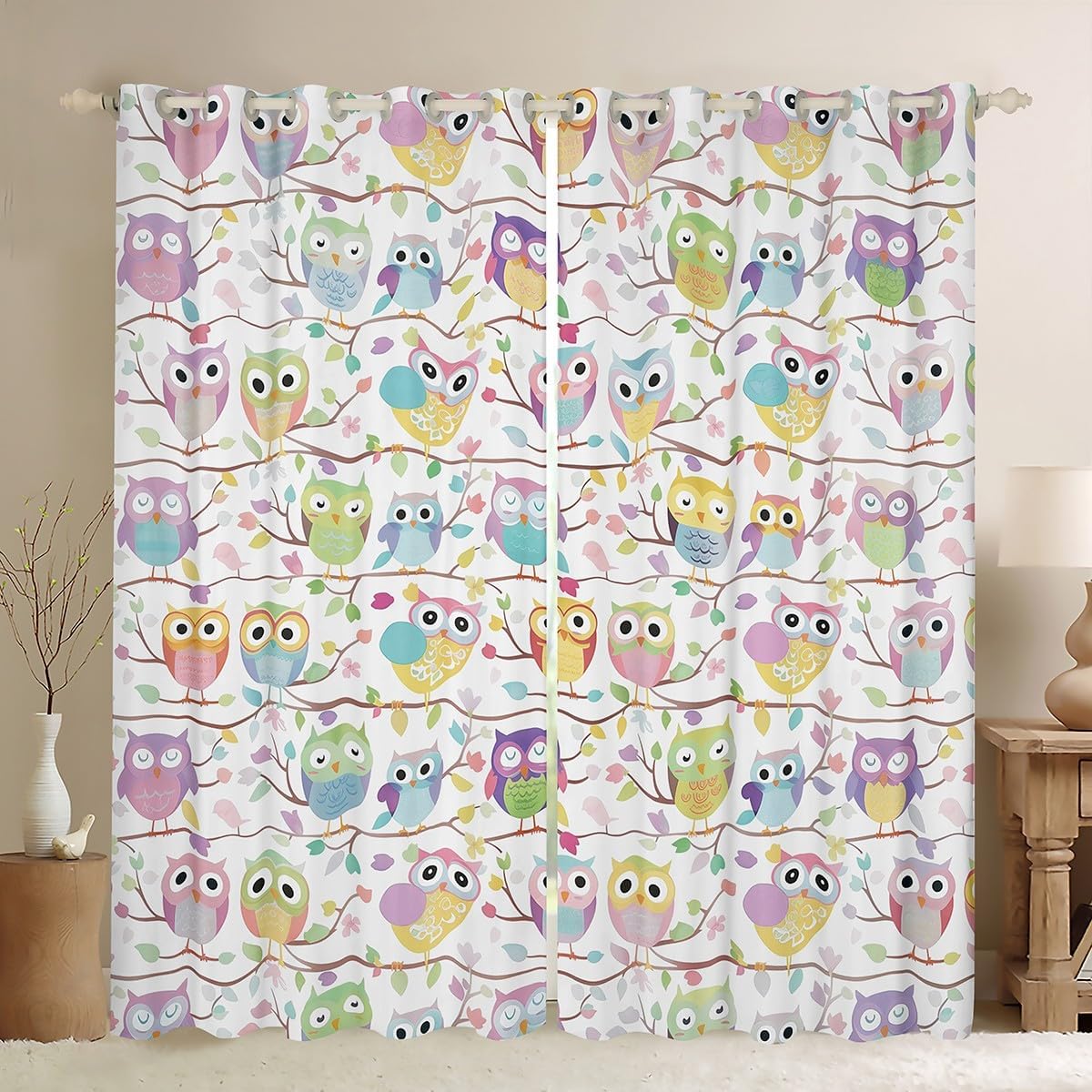 Erosebridal Boho Frog Curtains for Kids Hippie Mushroom Curtains & Drapes, Watercolor Animal Wildlife Blackout Curtains Garden Flower Floral Black Out Curtains, Chic Butterfly Window Treatments