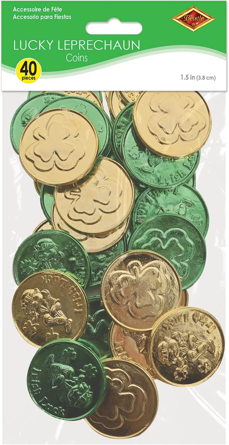 Beistle Lucky Leprechaun Coins Green & Gold St Patrick's Day 40 Pack image 2