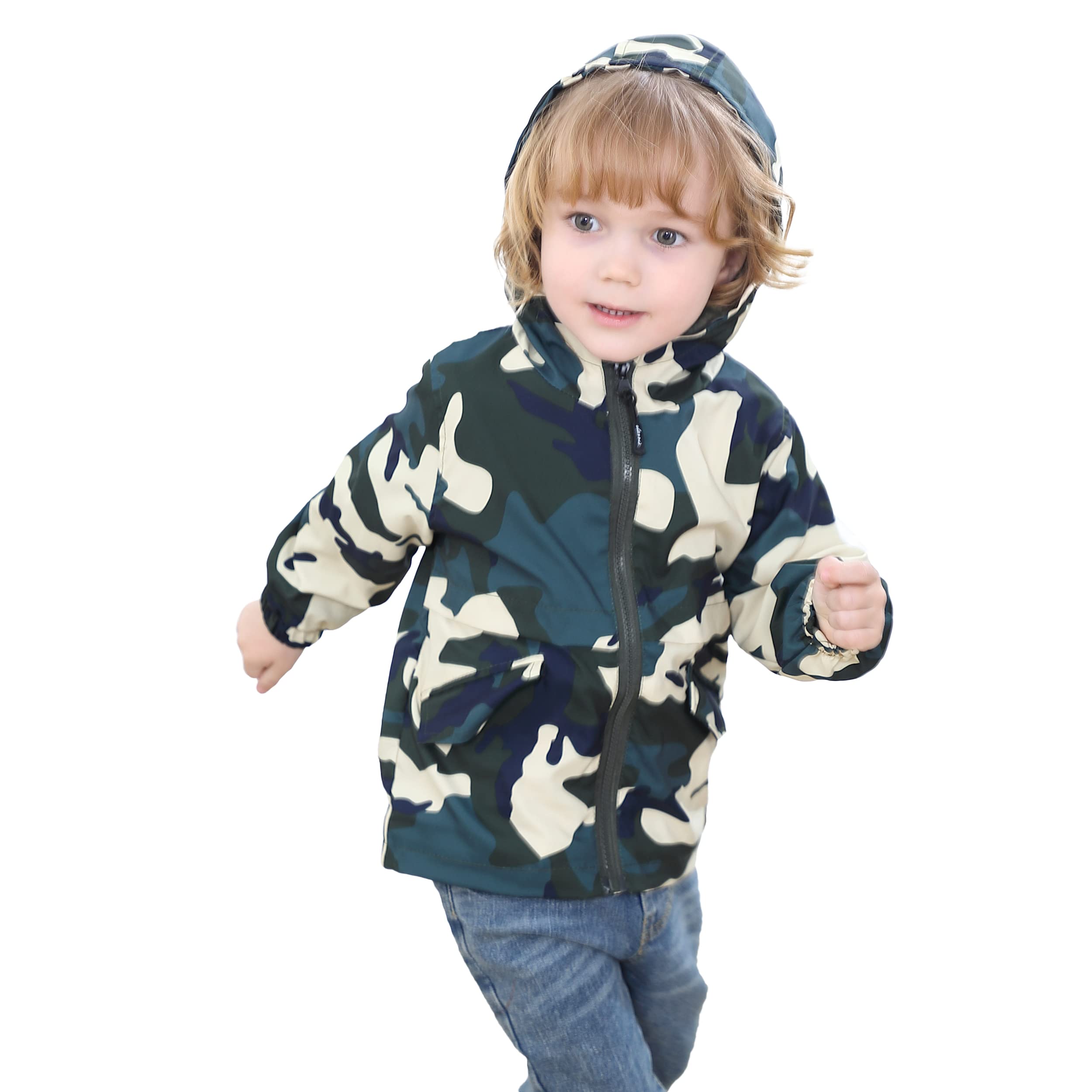 Volunboy Toddler Boys Windbreaker Casual Outerwear Kids Lightweight Zip Hooded Jacket Baby Cute Dust Coat