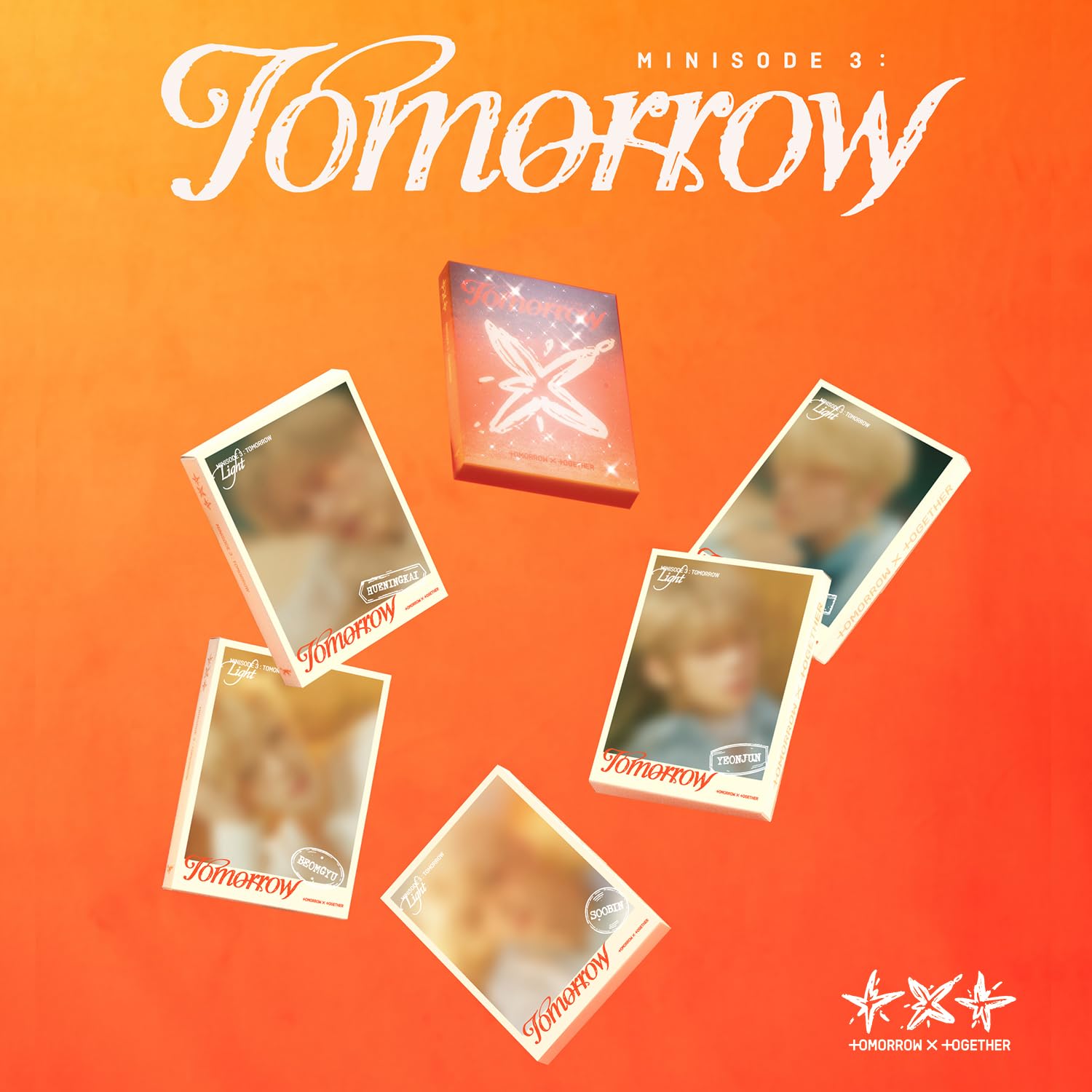 TXT - [MINISODE 3 : TOMORROW] (Light Ver.) Package Box + Album Stand Envelope R + Postcard Set + Lyric Card Set + Mini Poster + Photo Card + Sticker + 5 Extra Photocards