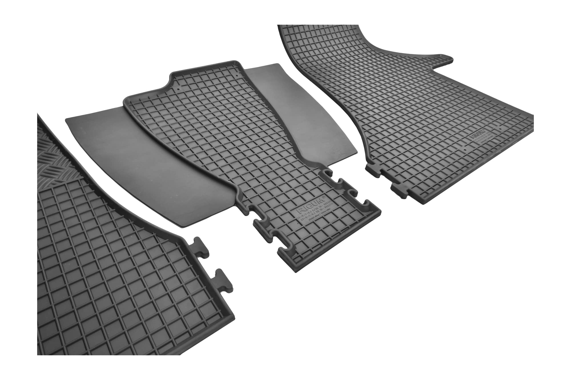 Passgenaue Gummifußmatten fahrzeugspezifisch ideal angepasst geeignet für VW T6.1 Caravelle-Transporter ab 2019-6 Sitze
